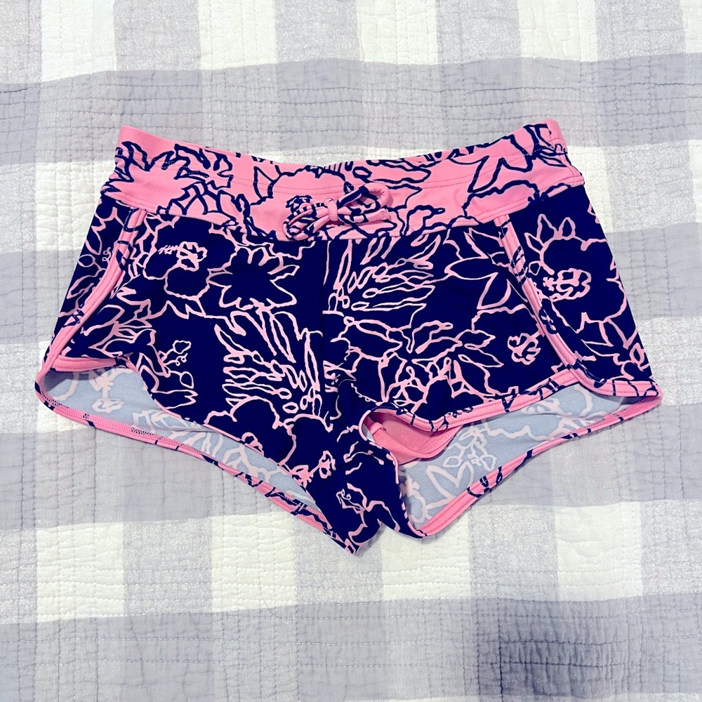 Athleta Pink and Blue Floral Sleep Shorts